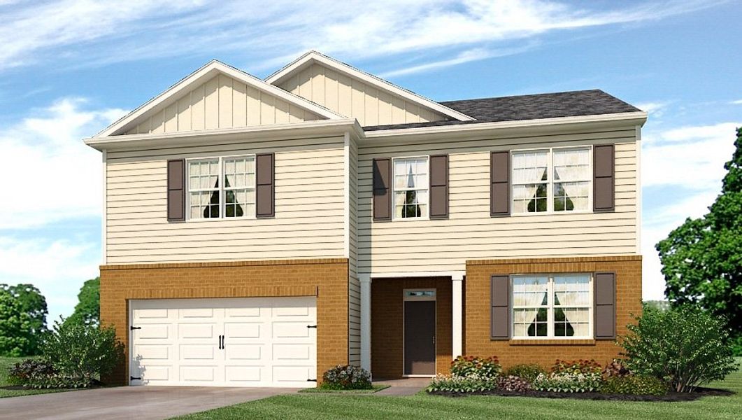 Representative exterior photo of a completed home built from the Green by D.R. Horton in Aurora Creek, Dallas, GA (Image 2). Representative exterior photo of a completed home built from the Green by D.R. Horton in Aurora Creek, Dallas, GA (Image 2).