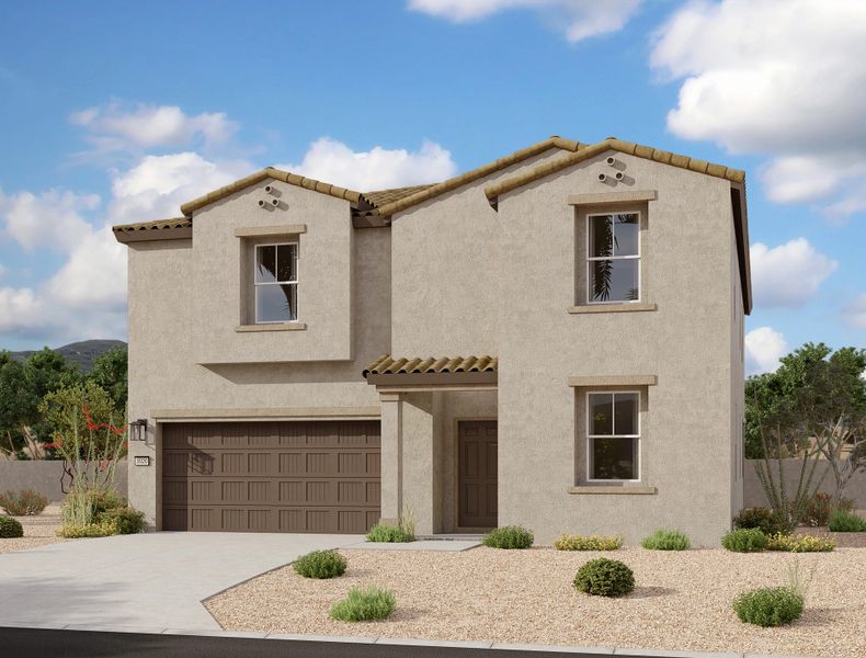 Exterior elevation rendering. Representative images and renderings are for illustrative purposes. Actual structural options and design finishes of home may vary. Exterior elevation rendering. Representative images and renderings are for illustrative purposes. Actual structural options and design finishes of home may vary.