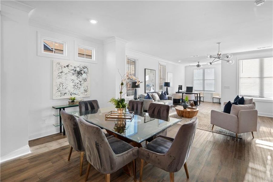 Furnished interior view inside a new home in Brackley Townhomes, Cumming (Image 14). Furnished interior view inside a new home in Brackley Townhomes, Cumming (Image 14).