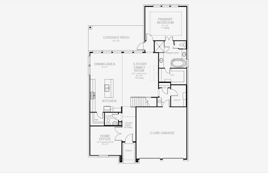 2D floor plan layout for the 2599W by Perry Homes in Meraki 50', Forney, TX (Image 3). 2D floor plan layout for the 2599W by Perry Homes in Meraki 50', Forney, TX (Image 3).