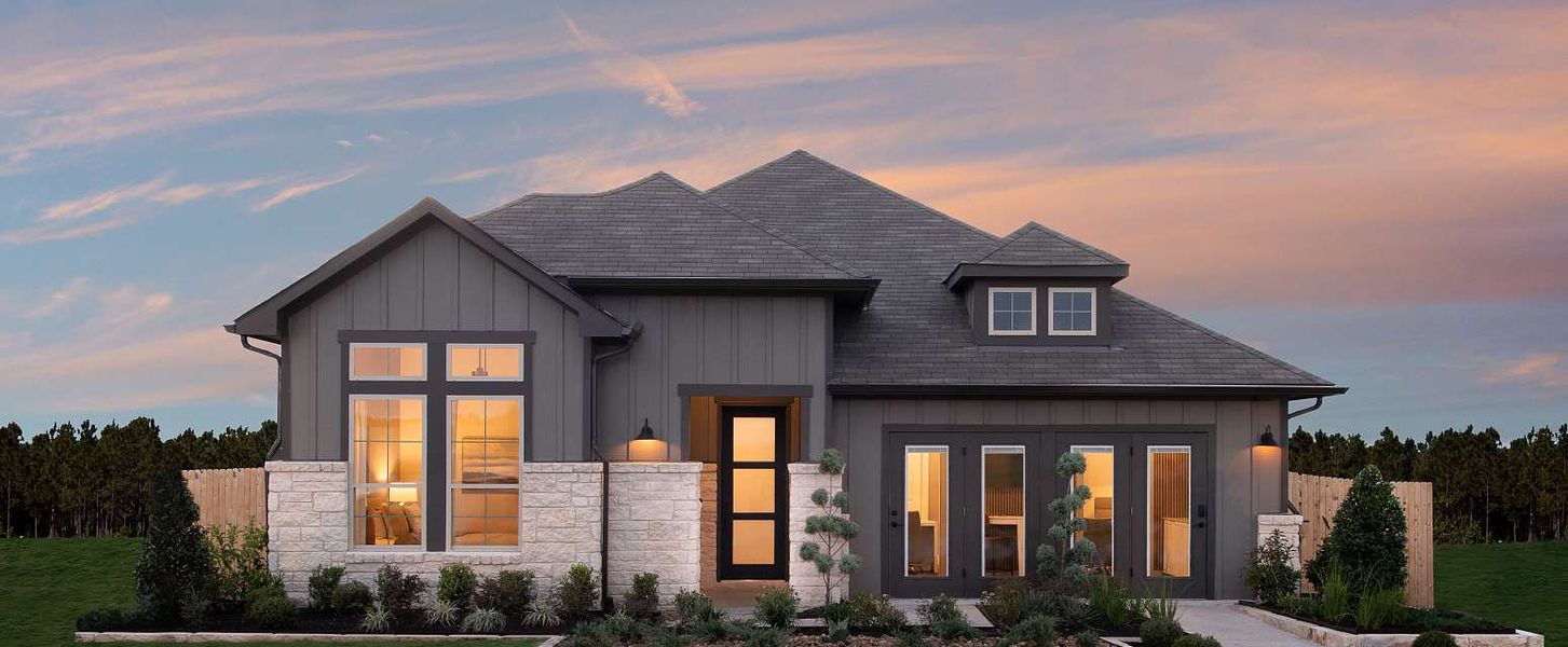 Representative exterior photo of a completed home built from the Cheyenne II by Ashton Woods in Lagos Reserve, Manor, TX (Image 2). Representative exterior photo of a completed home built from the Cheyenne II by Ashton Woods in Lagos Reserve, Manor, TX (Image 2).