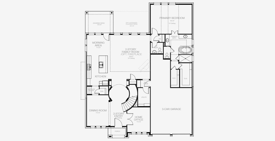 2D floor plan layout for the 3398W by Perry Homes in Sienna 60', Missouri City, TX (Image 3). 2D floor plan layout for the 3398W by Perry Homes in Sienna 60', Missouri City, TX (Image 3).