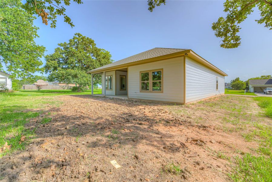 Side view of the back of the house