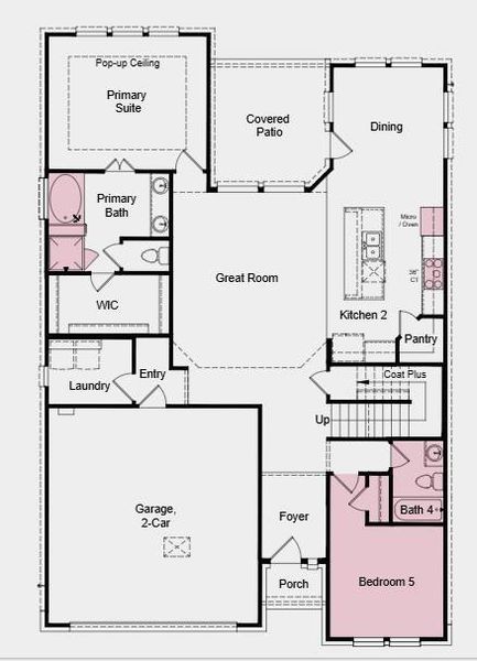 Structural options added include: Gourmet kitchen, downstairs bedroom, downstairs full bathroom, slid-in tub at primary bath, 12' pop up ceilings at primary suite, and media room.