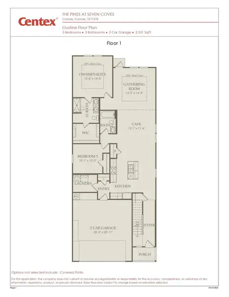 2D floor plan layout of this home in The Pines At Seven Coves, Willis, TX (Image 3).