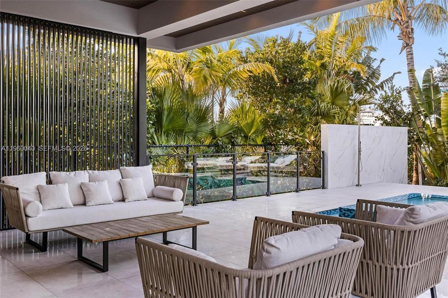 Exterior details and patio area of a home in , Miami (Image 3). Exterior details and patio area of a home in , Miami (Image 3).