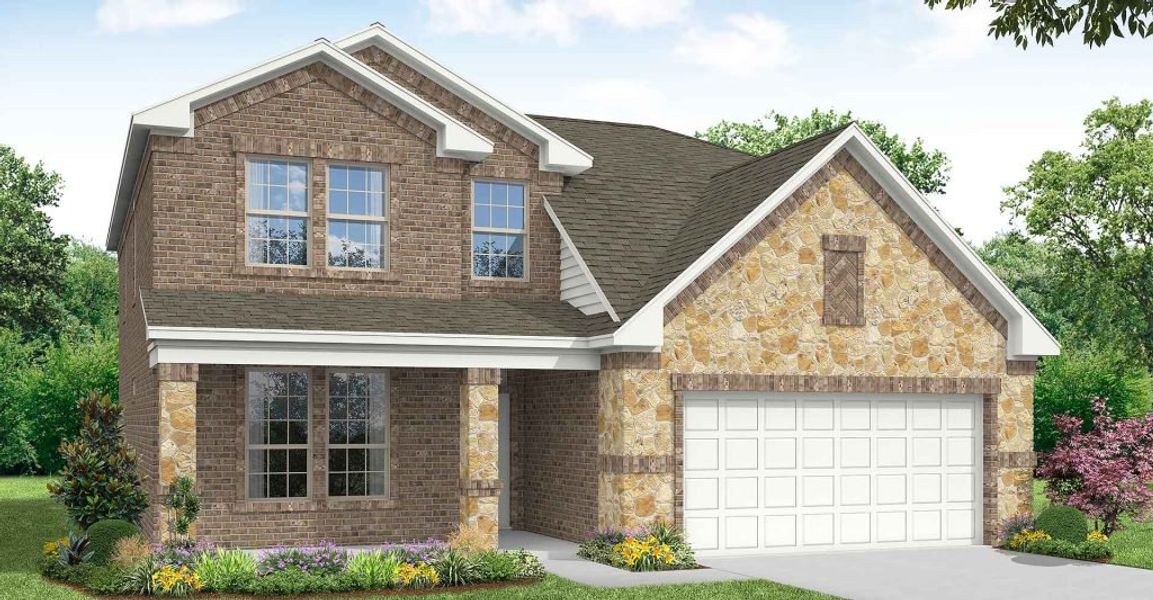 Representative exterior photo of a completed home built from the Raleigh by Impression Homes in Terra Vella, Haslet, TX (Image 6).