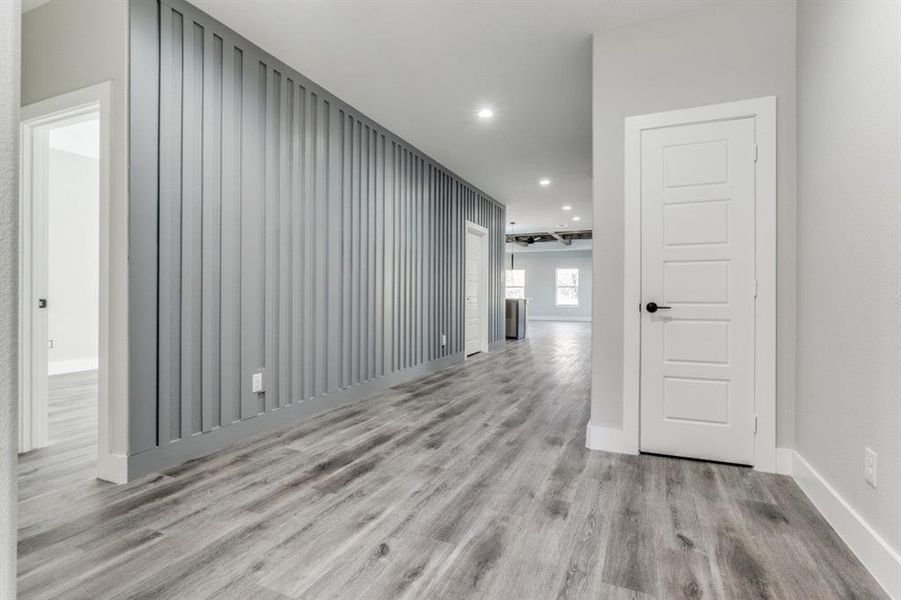 Hallway featuring light hardwood / wood-style flooring