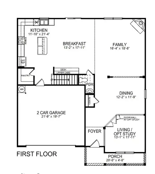 2D floor plan layout for the Columbia by D.R. Horton in Twinleaf Meadows, Monroe, NC (Image 3).