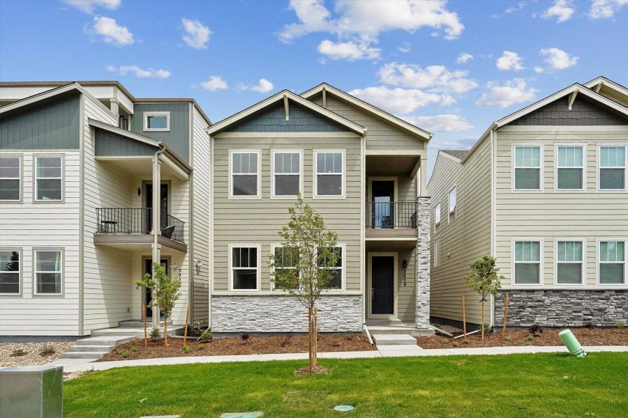 Front exterior of a new home in Pony Park, Colorado Springs, CO, highlighting curb appeal (Image 2).