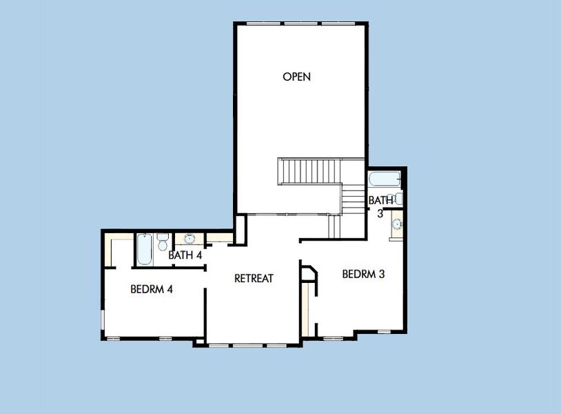 2D floor plan layout for the The Derek by David Weekley Homes in Whyburn Manor Series, Flower Mound, TX (Image 4).