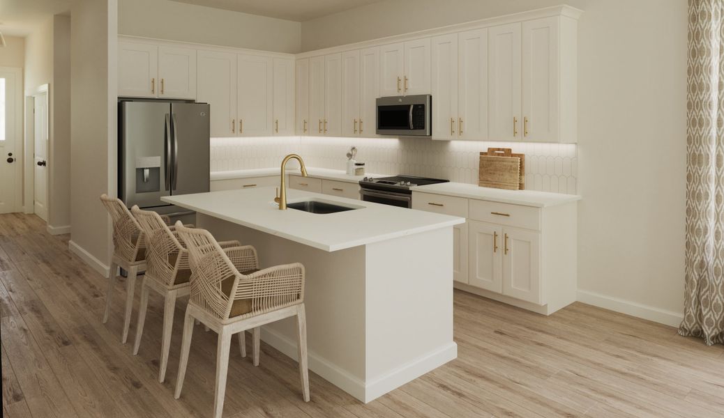 The Catalina's kitchen offers ample counterspace and stunning finishes