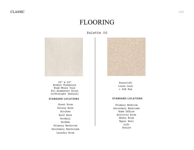 Classic Look Palette 6: Flooring Selection Sheet (*Artist rendering used for illustration purposes only.) Classic Look Palette 6: Flooring Selection Sheet (*Artist rendering used for illustration purposes only.)
