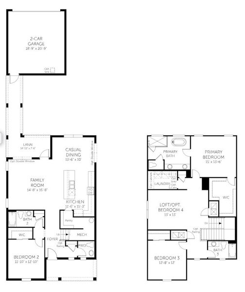 2D floor plan layout for the Carter - 40' Homesites by Dream Finders Homes in Avalon Woods, Winter Garden, FL (Image 3). 2D floor plan layout for the Carter - 40' Homesites by Dream Finders Homes in Avalon Woods, Winter Garden, FL (Image 3).
