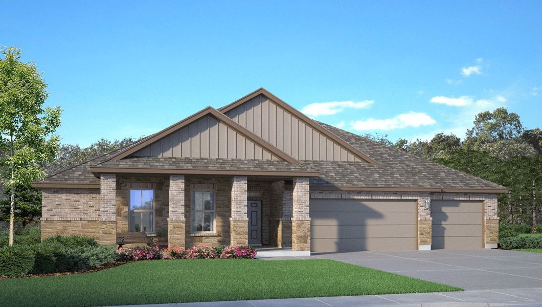 Representative exterior photo of a completed home built from the Parker II by D.R. Horton in Country Meadows, Thorndale, TX (Image 2). Representative exterior photo of a completed home built from the Parker II by D.R. Horton in Country Meadows, Thorndale, TX (Image 2).