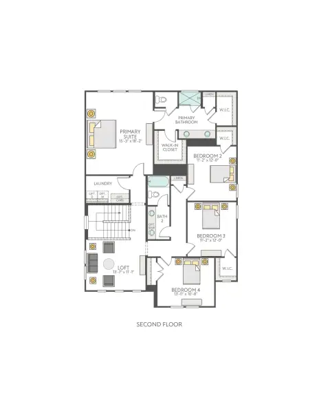 2D floor plan layout of this home in Park Central, Georgetown, TX (Image 5).