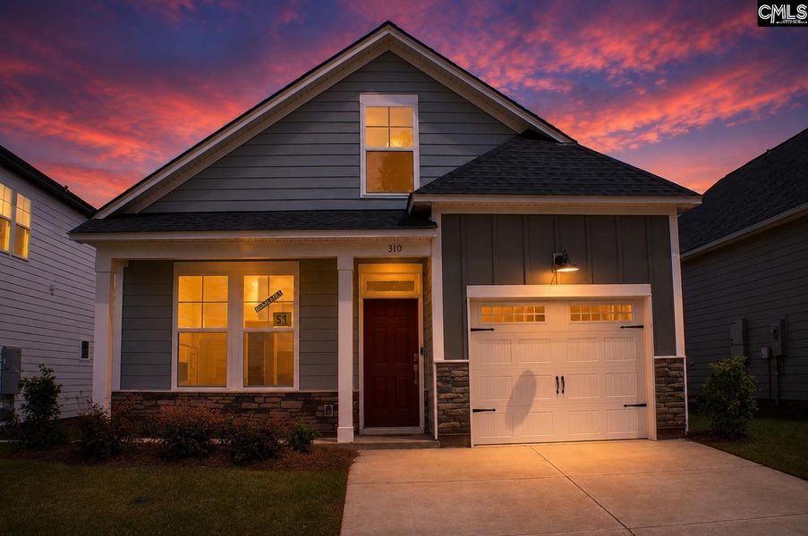 Front exterior of a new home in Bickley Station, Irmo, SC, highlighting curb appeal (Image 2).