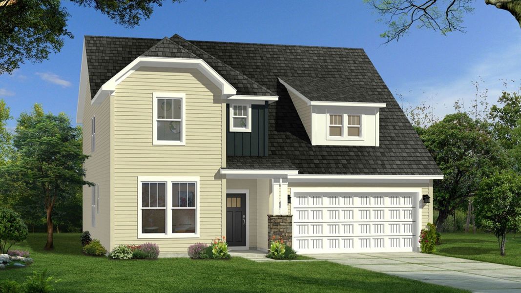 Representative exterior photo of a completed home built from the Drayton by DRB Homes in Walnut Ridge, Inman, SC (Image 19). Representative exterior photo of a completed home built from the Drayton by DRB Homes in Walnut Ridge, Inman, SC (Image 19).