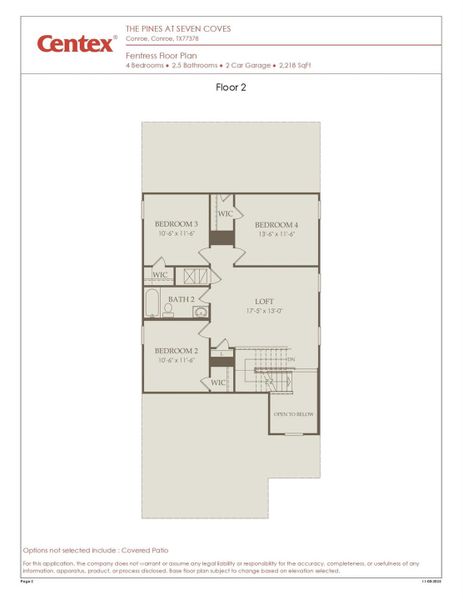 2D floor plan layout of this home in The Pines At Seven Coves, Willis, TX (Image 3).