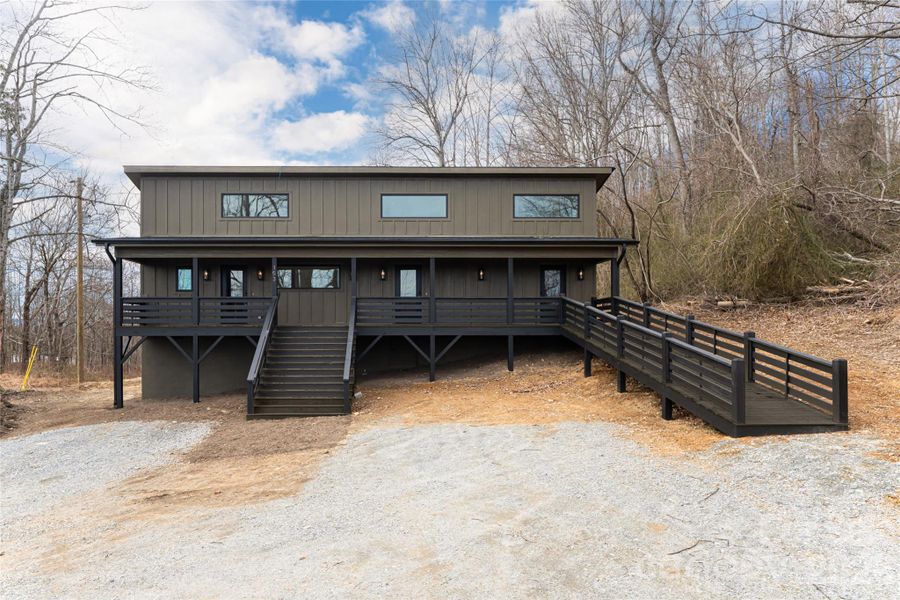 Full-length covered front porch for outdoor living
