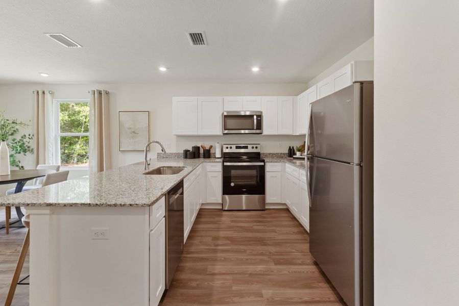 A kitchen with white cabinets. A kitchen with white cabinets.