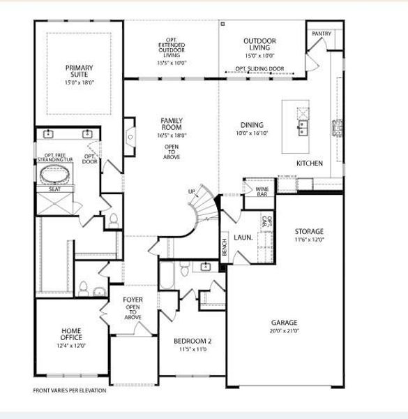 2D floor plan layout of this home in Meridiana 65', Manvel, TX (Image 4).