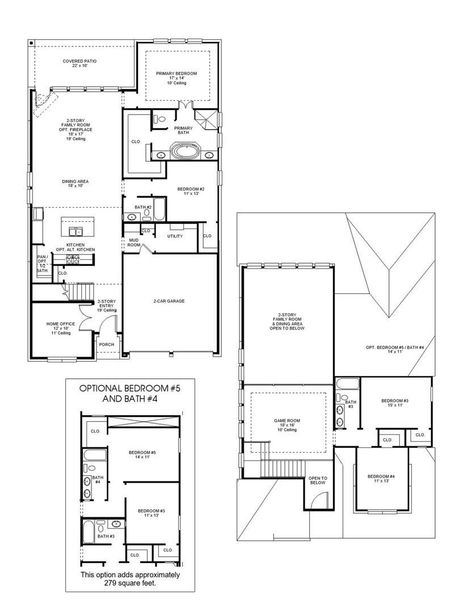 2D floor plan layout of this home in Parkside On The River, Georgetown, TX (Image 2).