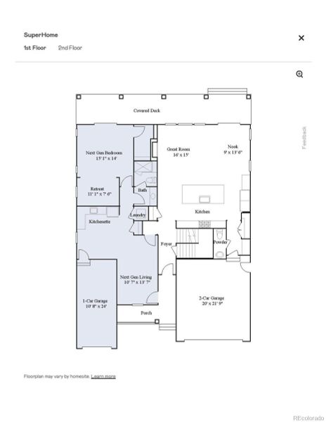 2D floor plan layout of this home in Red Rocks Ranch, Morrison, CO (Image 3).