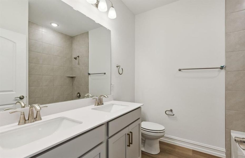 Upgraded secondary bathroom*real home pictured