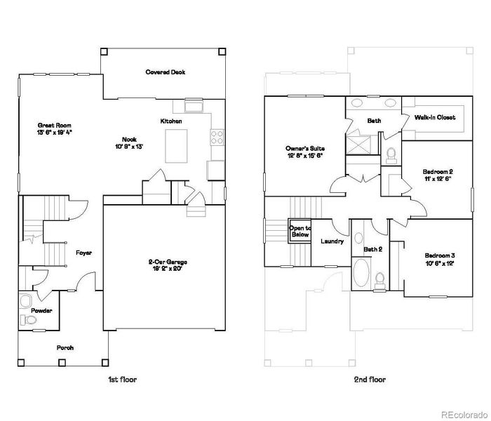 2D floor plan layout of this home in Ken-Caryl Ranch, Littleton, CO (Image 2).