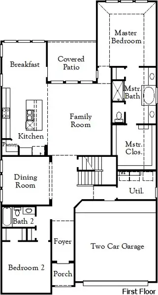 2D floor plan layout for the Kendall III by Coventry Homes in The Grove at Blackhawk, Pflugerville, TX (Image 3).