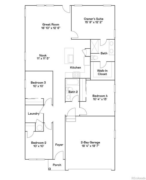 2D floor plan layout of this home in Kinston, Loveland, CO (Image 3). 2D floor plan layout of this home in Kinston, Loveland, CO (Image 3).