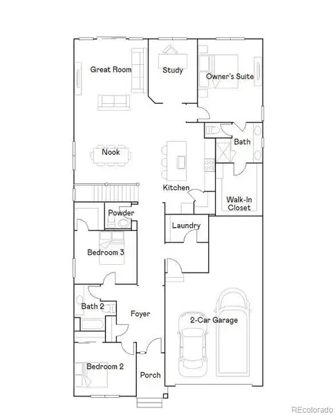 2D floor plan layout of this home in Ken-Caryl Ranch, Littleton, CO (Image 2).