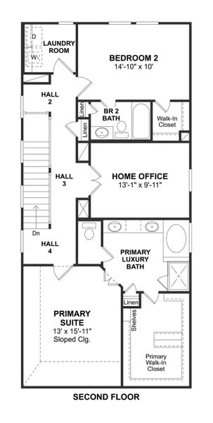 2D floor plan layout for the Naples by K. Hovnanian® Homes in Cloverdale, Houston, TX (Image 4). 2D floor plan layout for the Naples by K. Hovnanian® Homes in Cloverdale, Houston, TX (Image 4).