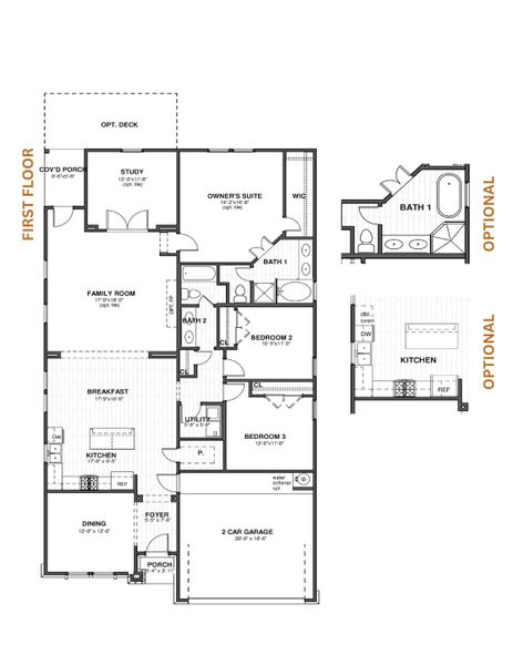 2D floor plan layout for the Lexington 2012 S by Saratoga Homes in Butler Farms, Liberty Hill, TX (Image 4).