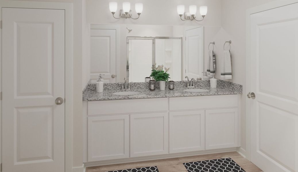 Primary Ensuite Bath with Dual Vanity