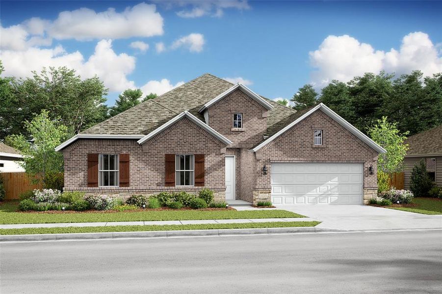 Front exterior of a new home in Elevon, Lavon, TX, highlighting curb appeal (Image 1). Front exterior of a new home in Elevon, Lavon, TX, highlighting curb appeal (Image 1).