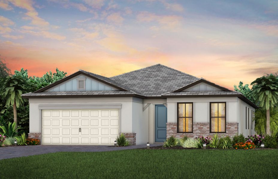 Representative exterior photo of a completed home built from the Mystique by Pulte Homes in Sapphire Point at Lakewood Ranch, Lakewood Ranch, FL (Image 7).