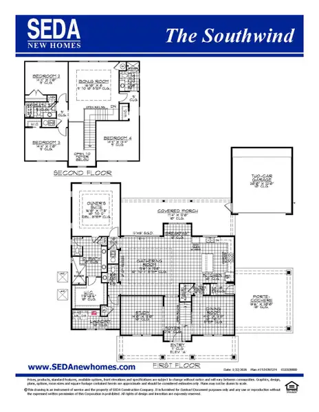 2D floor plan layout for the Southwind by SEDA New Homes in Sandy Bluff, Yulee, FL (Image 3). 2D floor plan layout for the Southwind by SEDA New Homes in Sandy Bluff, Yulee, FL (Image 3).