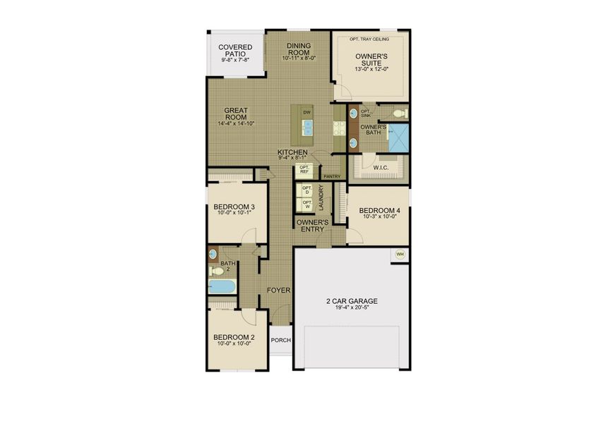 2D floor plan layout for the Prickly Pear by View Homes in Campo Del Sol, El Paso, TX (Image 3).