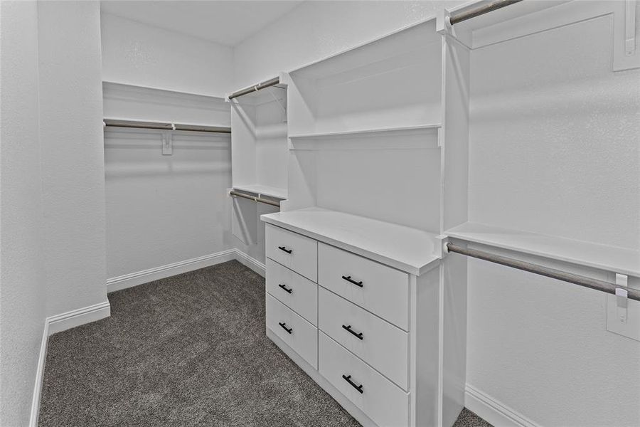Spacious closet featuring dark carpet Spacious closet featuring dark carpet