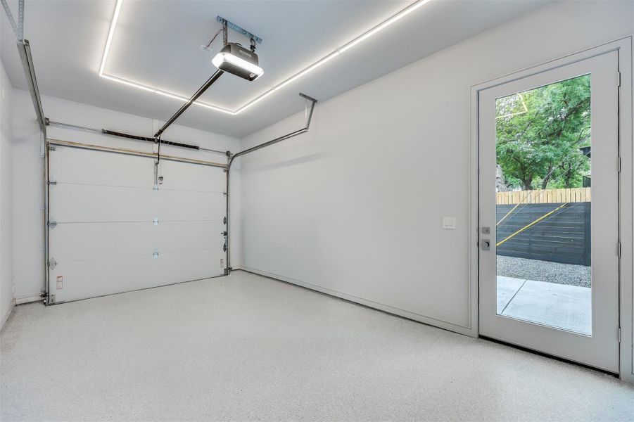 Even the garage gets an upgrade with epoxy-coated floors and smart home integration for your Apple or Google systems