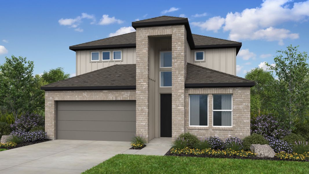 Representative exterior photo of a completed home built from the Jollyville by Taylor Morrison in Turners Crossing, Austin, TX (Image 21). Representative exterior photo of a completed home built from the Jollyville by Taylor Morrison in Turners Crossing, Austin, TX (Image 21).