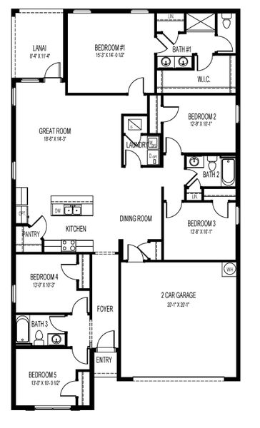 2D floor plan layout of this home in Cape Coral Well & Septic, Cape Coral, FL (Image 2).