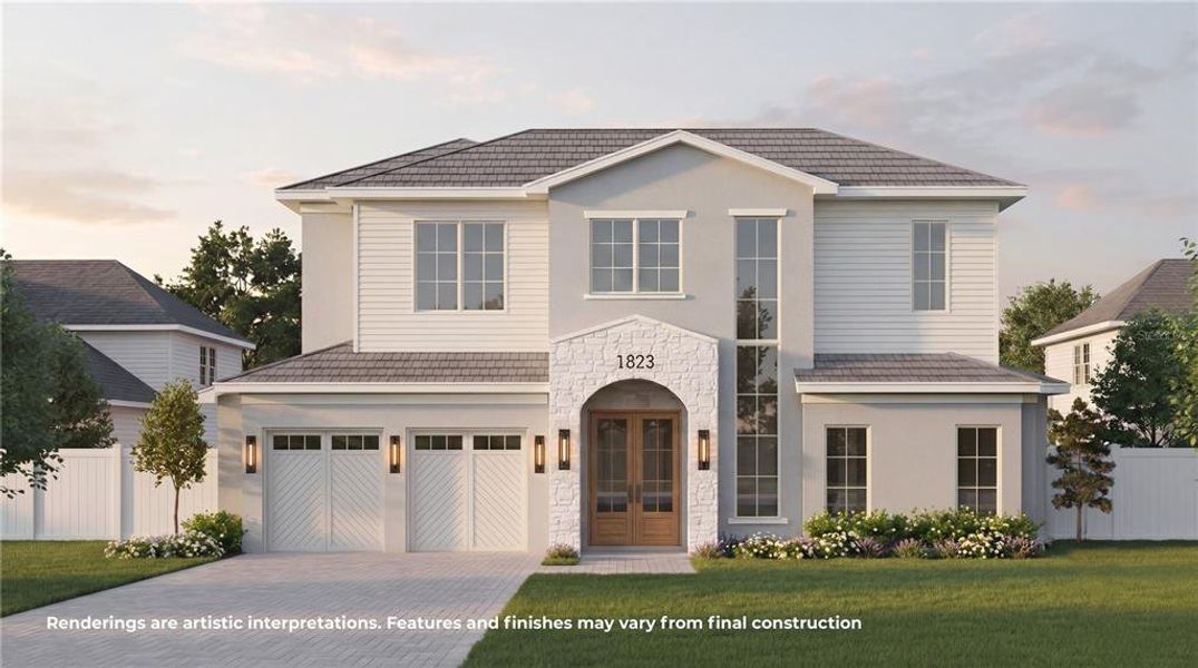 Front exterior of a new home in , Winter Park, FL, highlighting curb appeal (Image 1). Front exterior of a new home in , Winter Park, FL, highlighting curb appeal (Image 1).