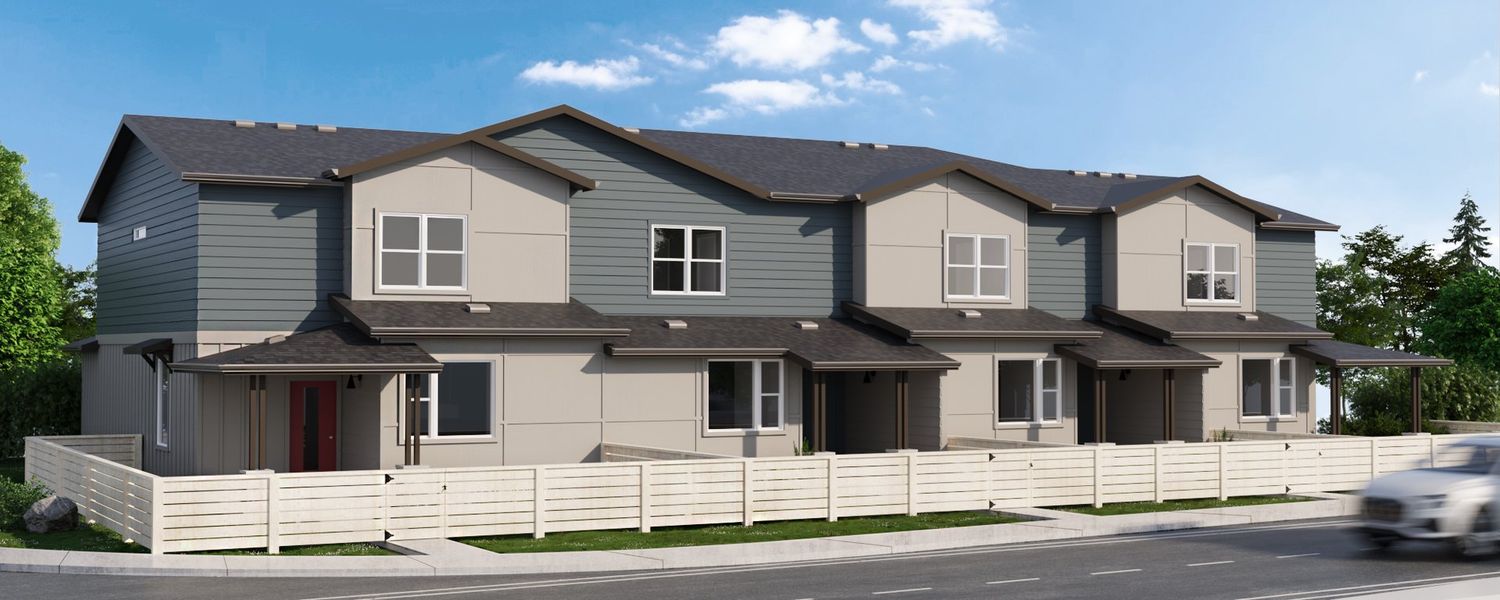 Representative exterior photo of a completed home built from the Telluride 1A by Hartford Homes in Timnath Ranch Townhomes, Timnath, CO (Image 18).