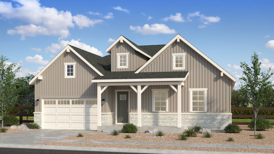 Front exterior of a new home in Parterre, Thornton, CO, highlighting curb appeal (Image 1). Front exterior of a new home in Parterre, Thornton, CO, highlighting curb appeal (Image 1).