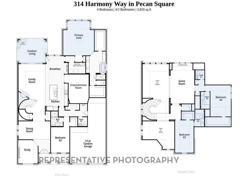 2D floor plan layout of this home in Pecan Square, Northlake, TX (Image 2).