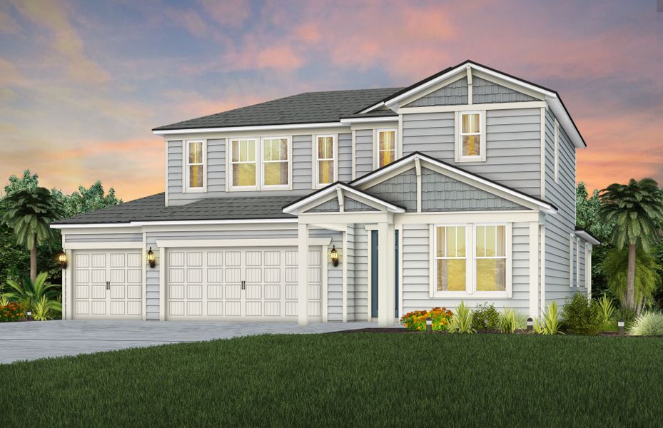 Representative exterior photo of a completed home built from the Coral Grand by Pulte Homes in Fiddler's Cove, Kingsland, GA (Image 2). Representative exterior photo of a completed home built from the Coral Grand by Pulte Homes in Fiddler's Cove, Kingsland, GA (Image 2).