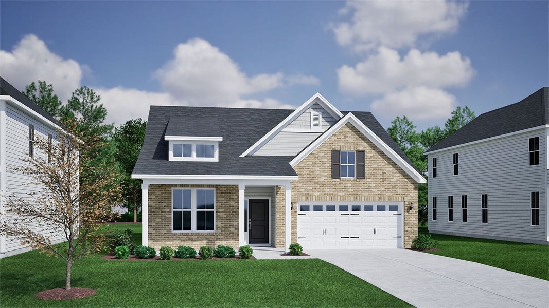 Representative exterior photo of a completed home built from the Cary - Vanguard Collection by Mungo Homes in Cottages at Lake Emory, Inman, SC (Image 27).